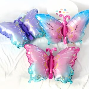 6Pcs Butterfly Balloons Gradient Butterfly Foil Mylar Balloon/Butterfly Theme Birthday Party/Wedding/Baby Shower/Fairy Garden Butterfly Themed Party/Spring Break Theme Party/Tea Party/Bridal Shower