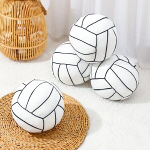 Gerrii 4 Pcs Volleyball Pillow 3D Sports Ball Pillow Fluffy Plush Stuffed Throw Pillow Sport Theme Cushion Volleyball Party Favors Plush Stuffed Pillow Gifts for Room Decor