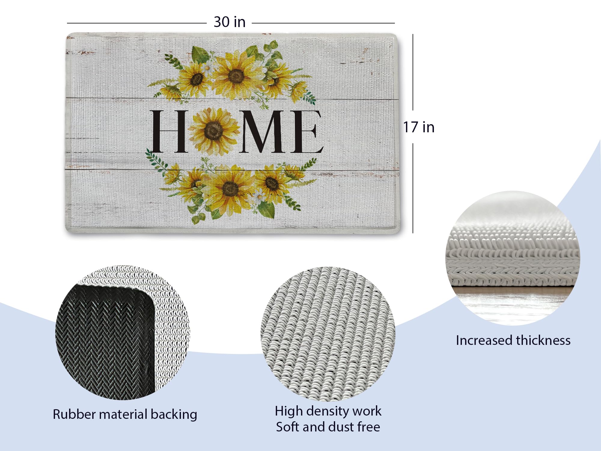 Bnwepo Welcome Mats, Door Mat Outsude Entrance, Sunflower Welcome to Home Front for Home Entrance Outside Farmhouse Front Door Porch Outdoor Indoor 17 x 30 Inch