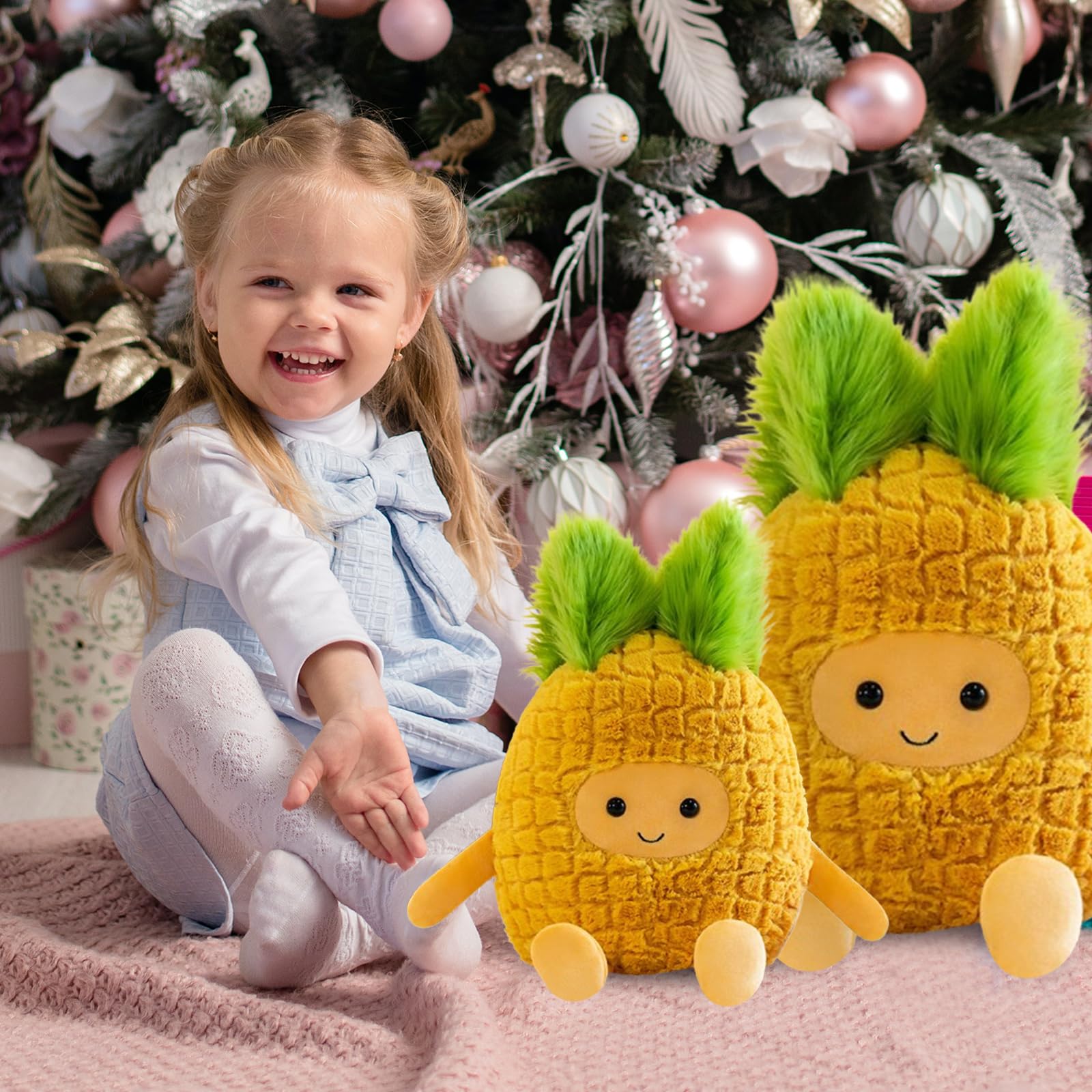 Fruit Pineapple Stuffed Animals Plush Toys - Super Soft & Washable, Adorable Kids Character Animal Pillows, Perfect for Room Decor, Gifts for Ages 3+, Showcase Your Mood (Yellow-Pineapple,9 inch)