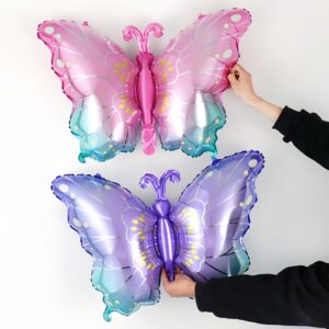 6Pcs Butterfly Balloons Gradient Butterfly Foil Mylar Balloon/Butterfly Theme Birthday Party/Wedding/Baby Shower/Fairy Garden Butterfly Themed Party/Spring Break Theme Party/Tea Party/Bridal Shower