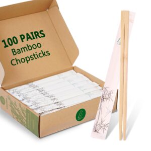 lsgihfd disposable bamboo chopsticks (100pairs) sturdy smooth,individually wrapped wooden chopsticks best for korean japanese sushi & asian dishes,chopsticks surface smooth without debris.