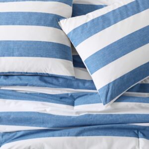 Tommy Bahama - Duvet Cover Set, Soft & Breathable Bedding with Matching Shams, Striped Home Decor, Oeko-Tex Certified (Awning Blue, King)