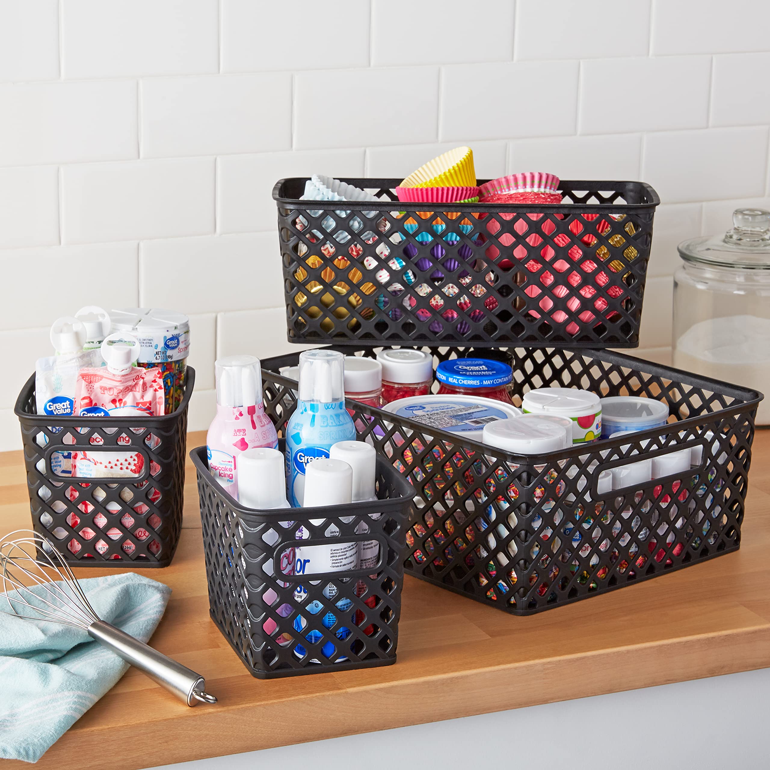 LYLSTE 4-piece decorative storage basket set (Black), YST-012