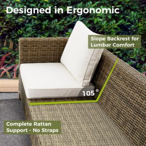 6 Pieces Patio Furniture Sets All Weather Wicker Rattan Sectional Sofa Outdoor Furniture Conversation Set for Porch, Poolside, Garden, Backyard. (Beige)