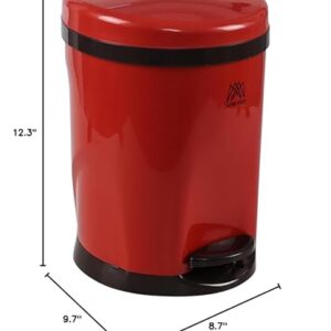 Ortodayes 2 Gallon Small Foot Pedal Trash Can, Round Garbage Can with Lid, Red