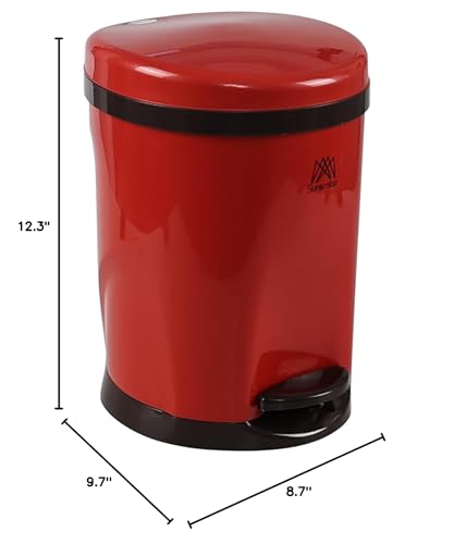 Ortodayes 2 Gallon Small Foot Pedal Trash Can, Round Garbage Can with Lid, Red