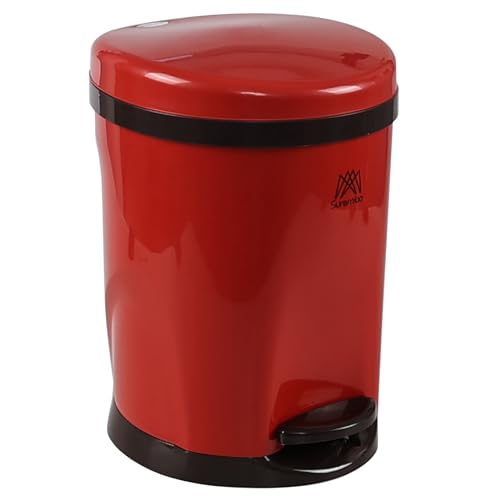 Ortodayes 2 Gallon Small Foot Pedal Trash Can, Round Garbage Can with Lid, Red