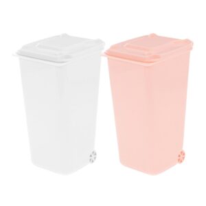 sewacc 2 pcs tabletop trash bin mini desk covered trash can garbage bucket trash can desktop pen stationery holder