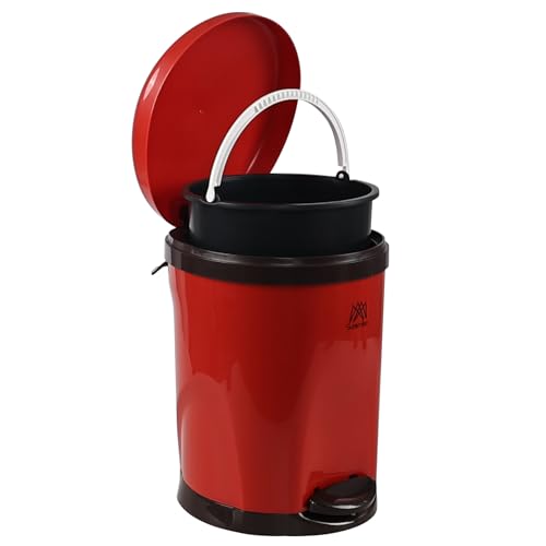 Ortodayes 2 Gallon Small Foot Pedal Trash Can, Round Garbage Can with Lid, Red