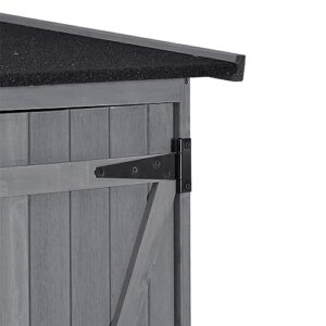 LOUHME Outdoor Wooden Storage Shed, 5.3ft Hx4.6ft L Garden Storage Cabinet with Waterproof Asphalt Roof, Double Lockable Doors and 3-Tier Shelves for Patio Backyard, Ideal Tool Organizer, Gray