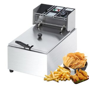 electric deep fryer 6 liter stainless steel french fries fryer pan economic type home use party use or small commercial use counter top 6qt 110v 120-460°f chicken fryer