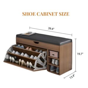 HOMEMORE Shoe Bench Shoe Cabinet Shoe Rack for Entryway with Sitting Stool Shoe Storage Cabinet for Entryway Shoe Rack Three-Tier Shoe Cabinet Suitable for Home and Apartment