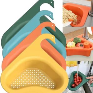 4 Pack Kitchen Sink Drain Basket Swan Drain Rack, Multifunctional Kitchen Triangular Sink Filter Swan Drain Basket for Kitchen Sink Hangs on Faucet Fits All Sink