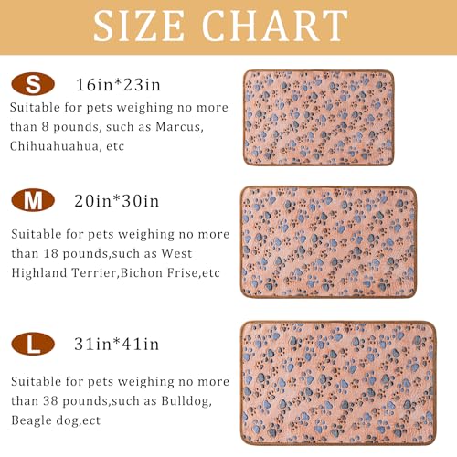 1 Pack 3 Blankets Super Soft Fluffy Premium Fleece Pet Blanket Flannel Paw Printed Throw for Dog Puppy Cat (Small 23x16'', Brown, Pink, White)