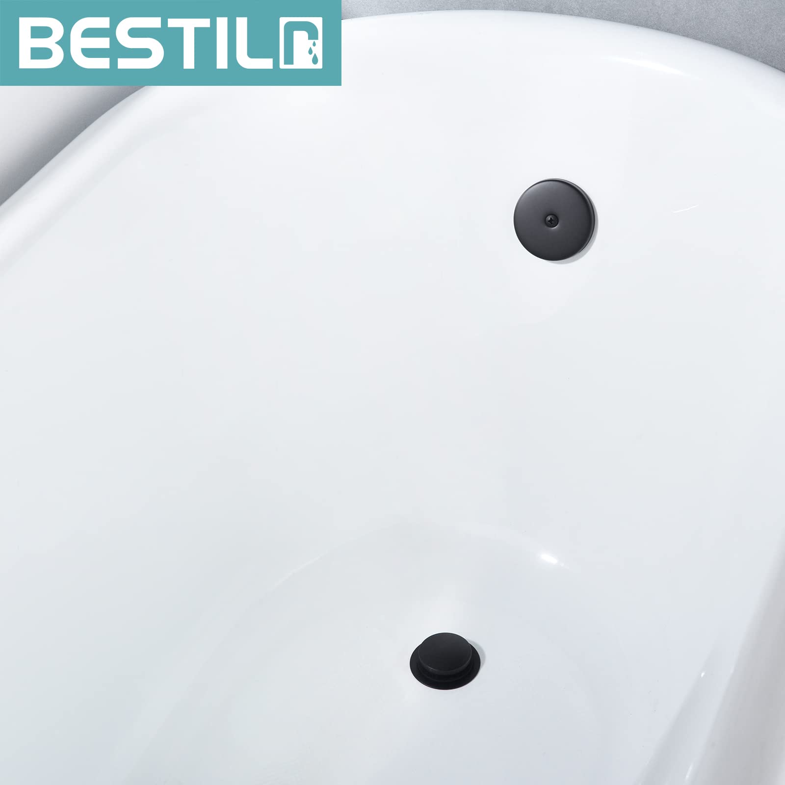 BESTILL Single Hole Bathtub Drain Overflow Plate Kit，Matte Black