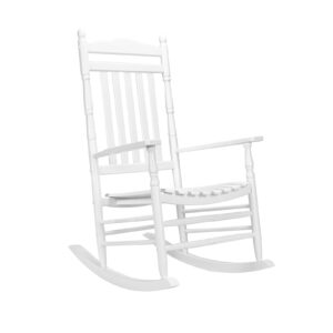 outvita outdoor rocking chair, solid wood high back rocker, all weather relaxing lounge chair for porch patio fire pit garden backyard porch indoor, white