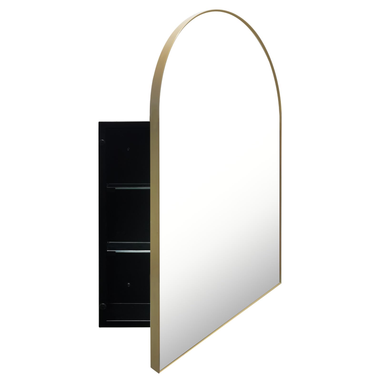 FOMAYKO Arched Medicine Cabinet with Mirror,Surface Mounted Farmhouse Bathroom Medicine cabinets with 20 ×30 inch Bathroom Vanity Mirror (Gold, Mirror:20"x30")