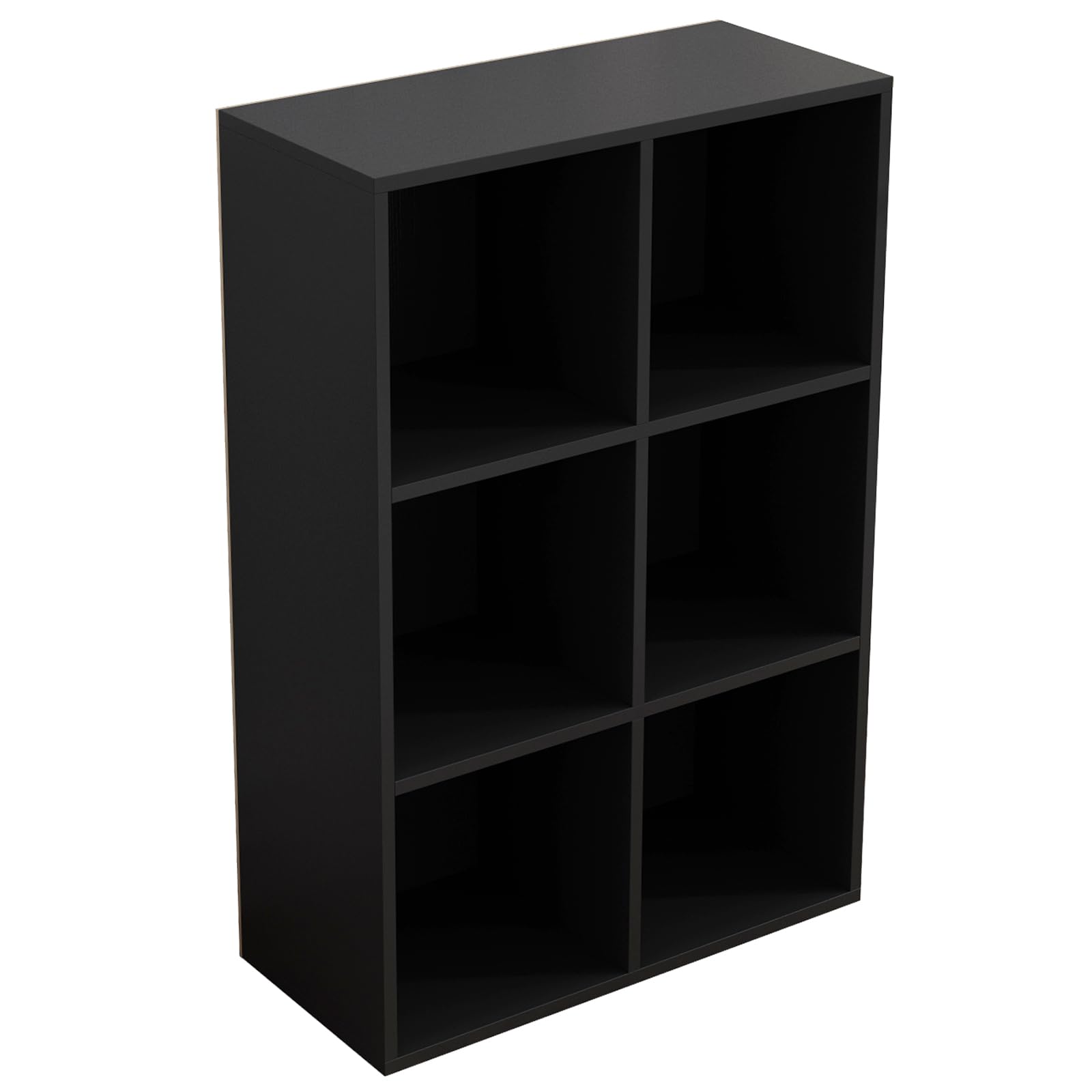 OSCHF 6-Cube Storage Shelf Bookcase - Wooden 3-Tier Floor Standing Open Bookshelf for Home and Office, Display Cabinet, Black