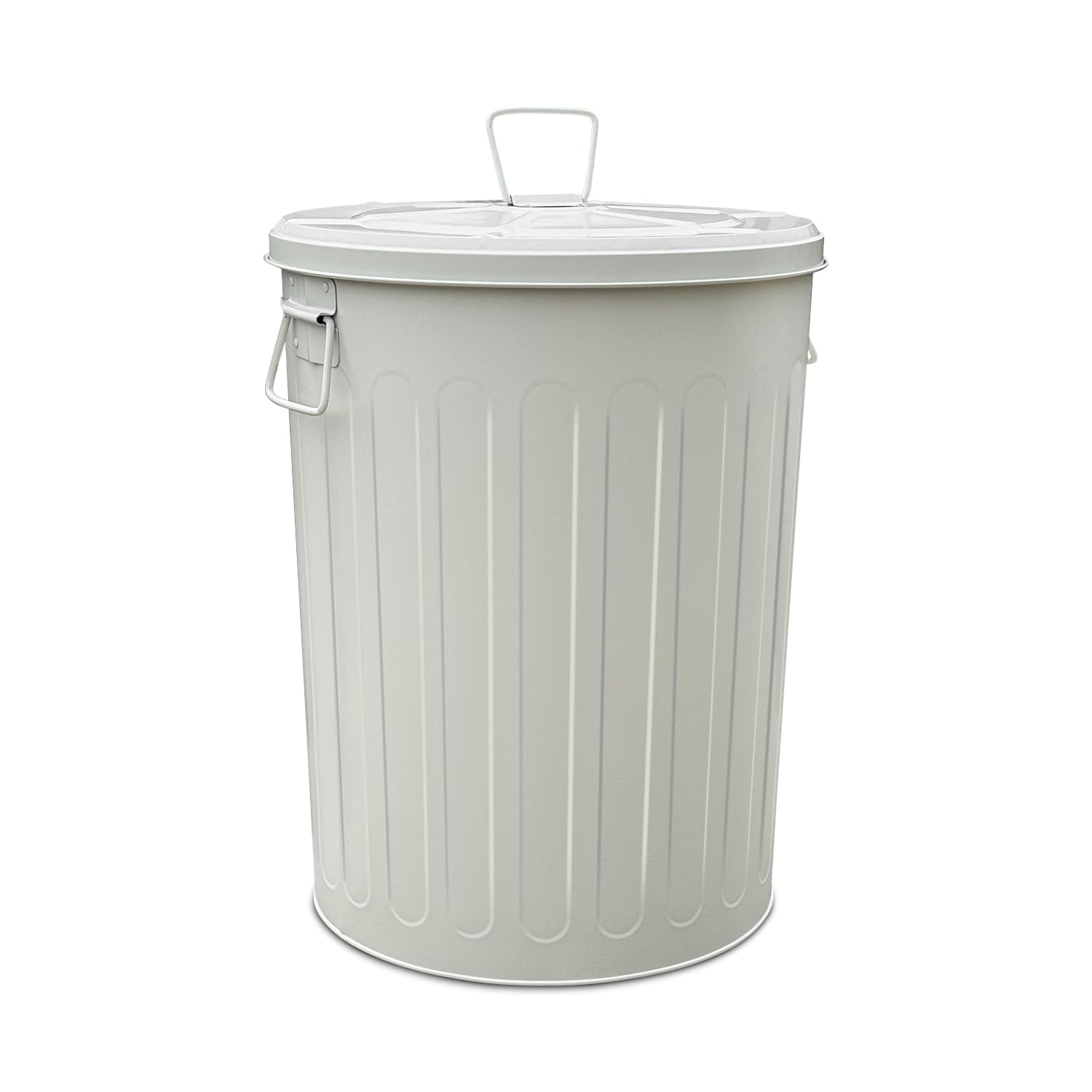 MARKSON 20-Gallon Beige Galvanized Steel Can - Secure Lid for Indoor/Outdoor Use