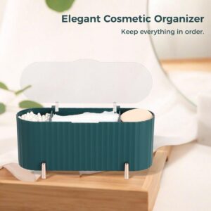 3-Slot Cotton Pad Organizer Box with Transparent Lid for Vanity and Bathroom, Acrylic QTip Dispenser, Cotton Swab Storage Solution