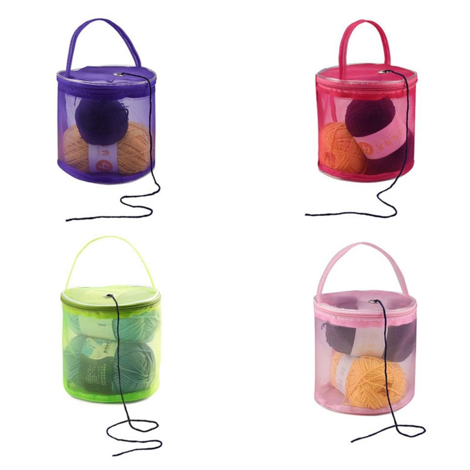 Aurgiarme Small Yarn Bag for Kid Mesh Holder Yarn Storage Organizer Knitting Bags for Carry Crochet Hooks Crochet Bags Supply Yarn Bag