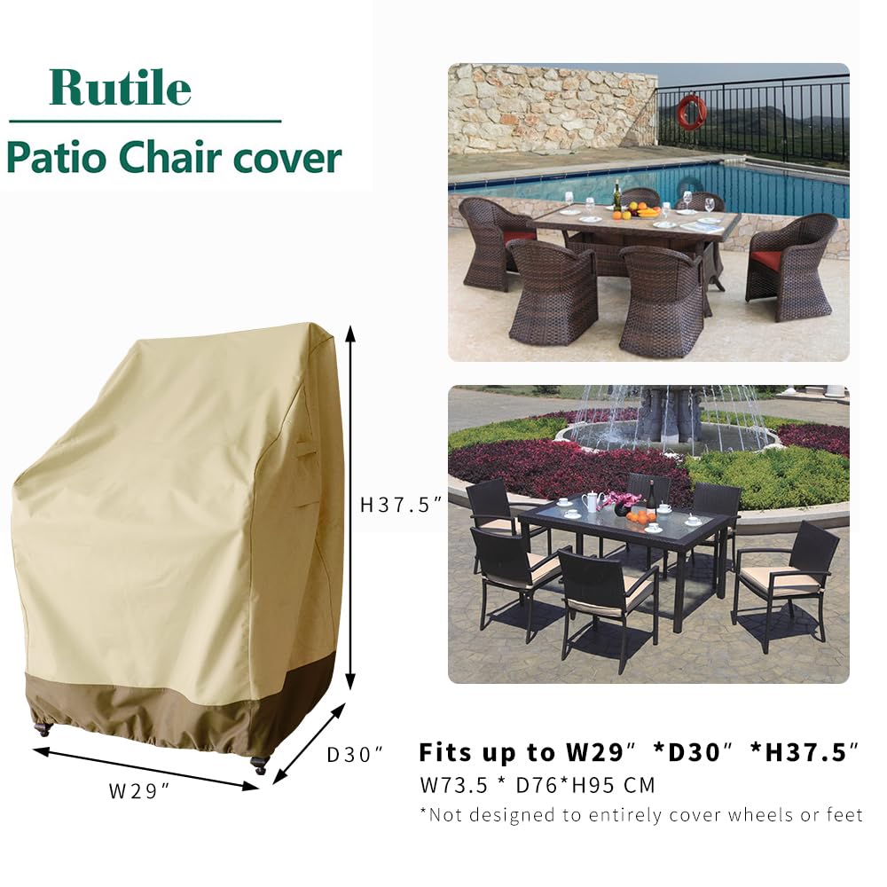 Rutile Patio Chair Cover Outdoor Furniture Covers Waterproof Fits up to 29W x 30D x37.5H inches, Outdoor Patio Rocking Swivel Chair Covers, 2Pack