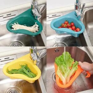 4 Pack Kitchen Sink Drain Basket Swan Drain Rack, Multifunctional Kitchen Triangular Sink Filter Swan Drain Basket for Kitchen Sink Hangs on Faucet Fits All Sink