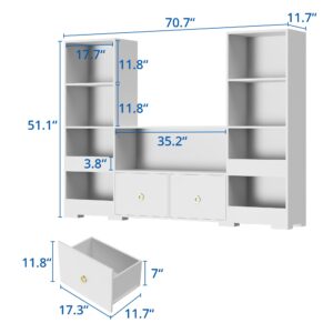 Cozy Castle 4 Tier Book Shelf, 9 Cube Storage Organizer Bookshelf with Drawers, Toy Storage Organizer, Horizontal Bookcase for Living Room, Playroom, White