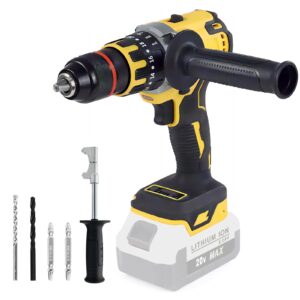 cordless hammer drill for dewalt 20v max battery brushless, compact impact driver, cordless 1/2" hammer drill driver with variable speed, handlebar for home improvement, woodworking, metal(tool only)