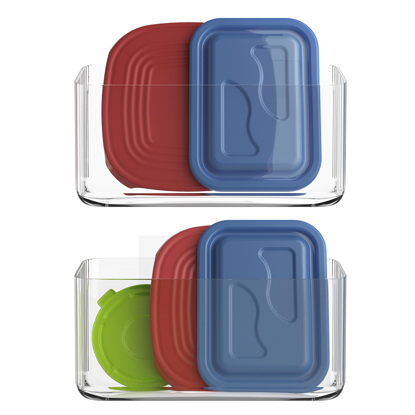 MaraFansie 2 Pack Plastic Lid Organizers Inside Cabinet for Kitchen Organizers, No drilling Wall Door Mount Container Lid Holders for Tupperware Lid, Food Storage Lid, and Storing Lids, Transparent