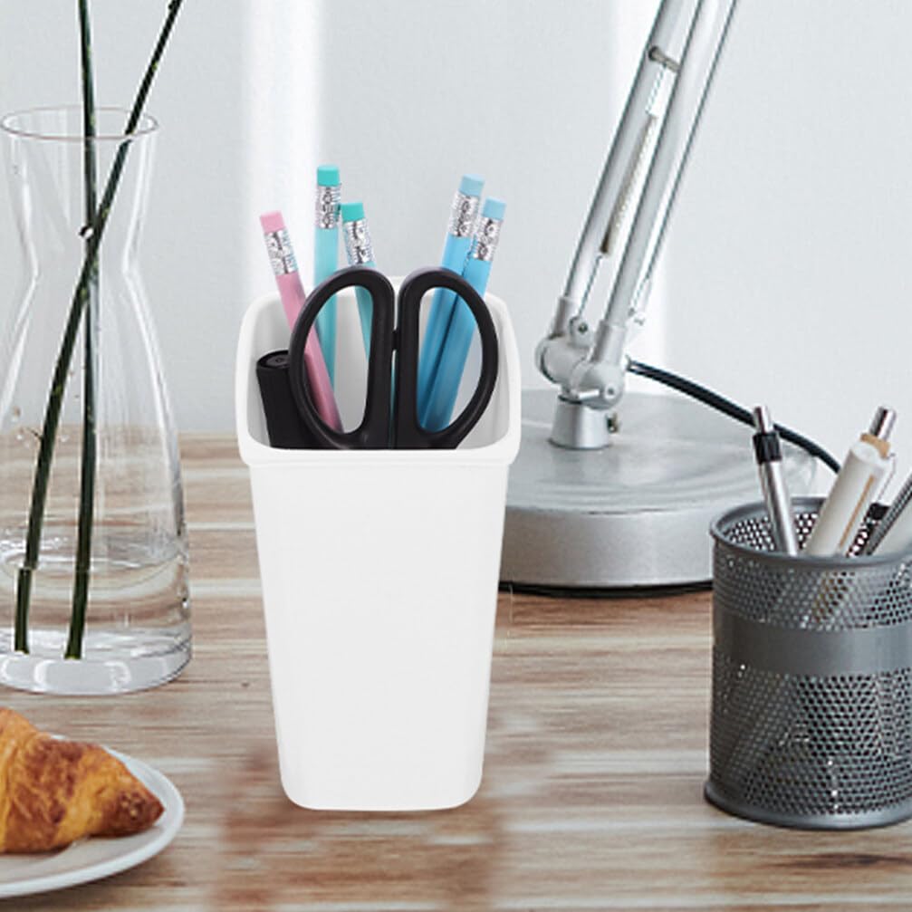 SEWACC 2 Pcs Tabletop Trash Bin Mini Desk Covered Trash Can Garbage Bucket Trash Can Desktop Pen Stationery Holder