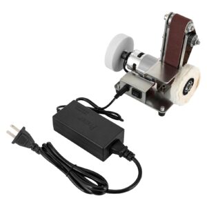 Mini Belt Sander, 7 Adjustable Speed Electric Bench Grinder Sanding Machine, Electric Knife Sharpener Mini Bench Belt Grinder for Metal Working, Knife Making and DIY