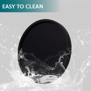 Silicone Bathroom Tray Round Vanity Tray Decorative Soap Holder Kitchen Countertop Organizer Coffee Table Decor for Candle, Perfume, Plant, 9 Inch, Black