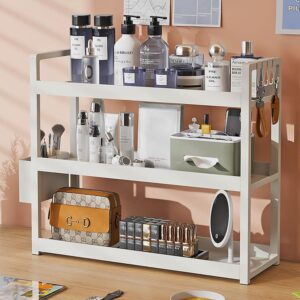 kaileyouxiangongsi bathroom counter organizer, 3-tier bathroom shelf for bathroom kitchen bedroom,ideal for organizing cosmetics, perfumes, soaps, lotions, and more(white)