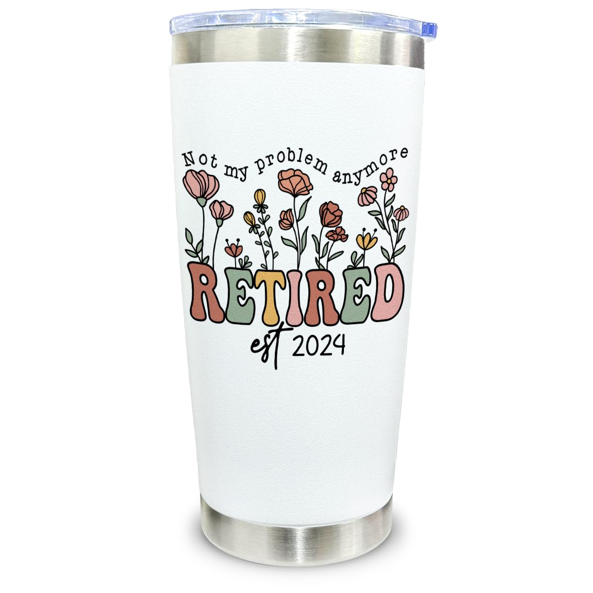 CHOANG Retirement Gifts for Women 2024 - Not My Problem Anymore Cup - 20 oz Stainless Steel Tumbler Retired Woman - Farewell Good Luck Gift to Mom, Wife, Sister, Boss, Coworker, Teacher, Nurse