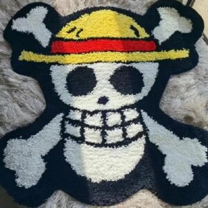 Cartoon Skull Design Rug, Soft Tufted Fluffy Carpet, Kawaii Irregular Fluffy Shaggy Floor Mat, Living Room Bedroom Lounge Home Decorative Rug, Thick Absorbent Bathroom Rug Doormat (23.6x23.6 inches)