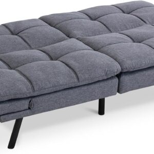 Hcore Bed,Grey Linen Futon Couch Small Foldable Loveseat Sofas