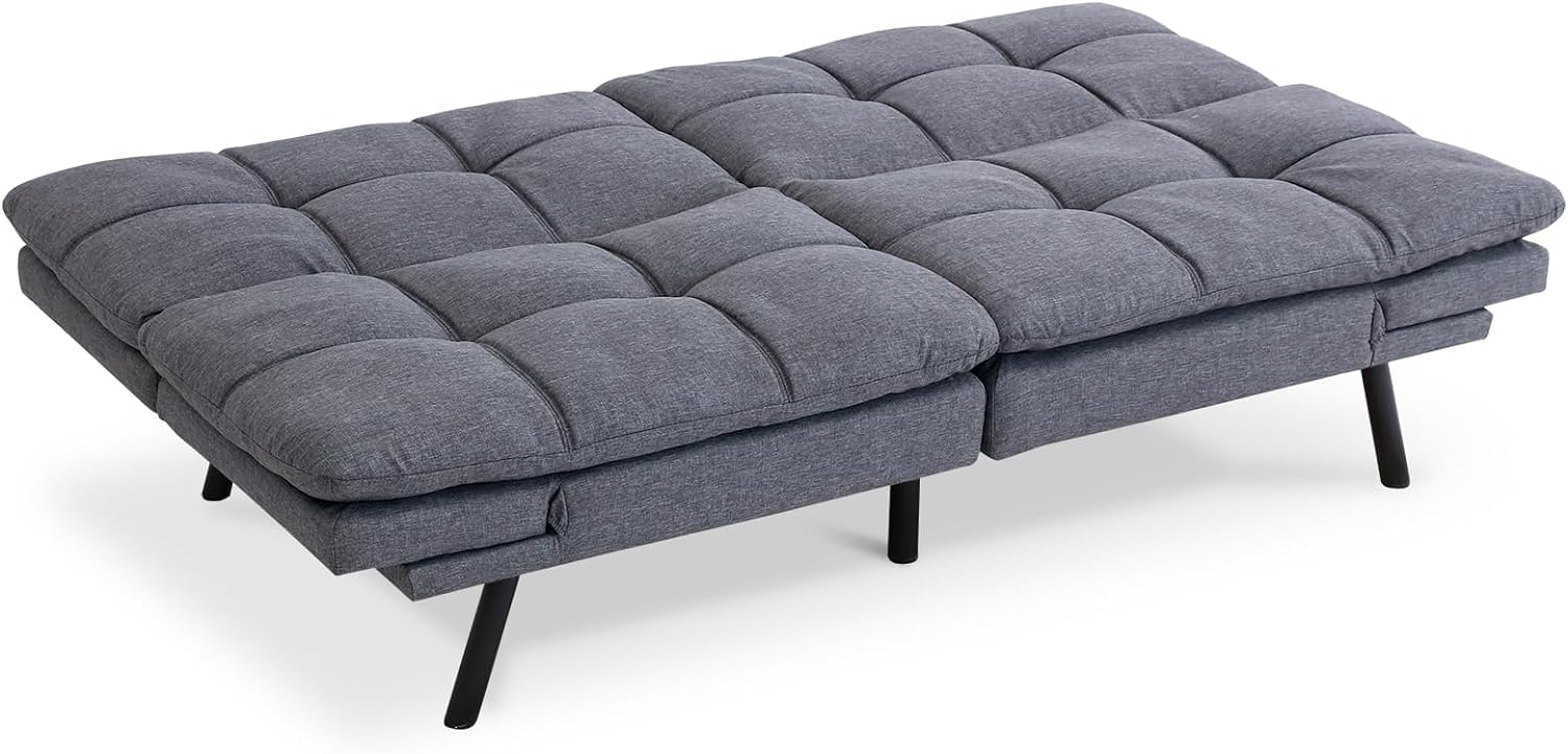 Hcore Bed,Grey Linen Futon Couch Small Foldable Loveseat Sofas