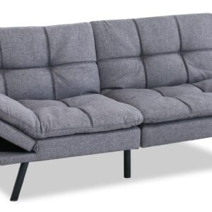 Hcore Bed,Grey Linen Futon Couch Small Foldable Loveseat Sofas