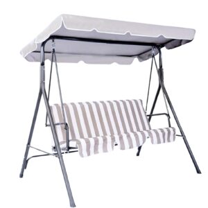 swing canopy replacement, waterproof swing top cover, garden swing seat canopy cover for 52" x 5.9" x 75" outdoor garden patio yard park porch seat furniture（grey）