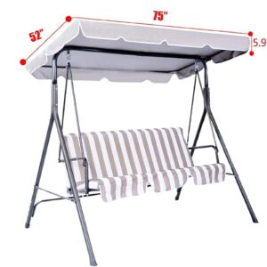 Swing Canopy Replacement, Waterproof Swing Top Cover, Garden Swing Seat Canopy Cover for 52" x 5.9" x 75" Outdoor Garden Patio Yard Park Porch Seat Furniture（Grey）