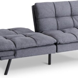 Hcore Bed,Grey Linen Futon Couch Small Foldable Loveseat Sofas