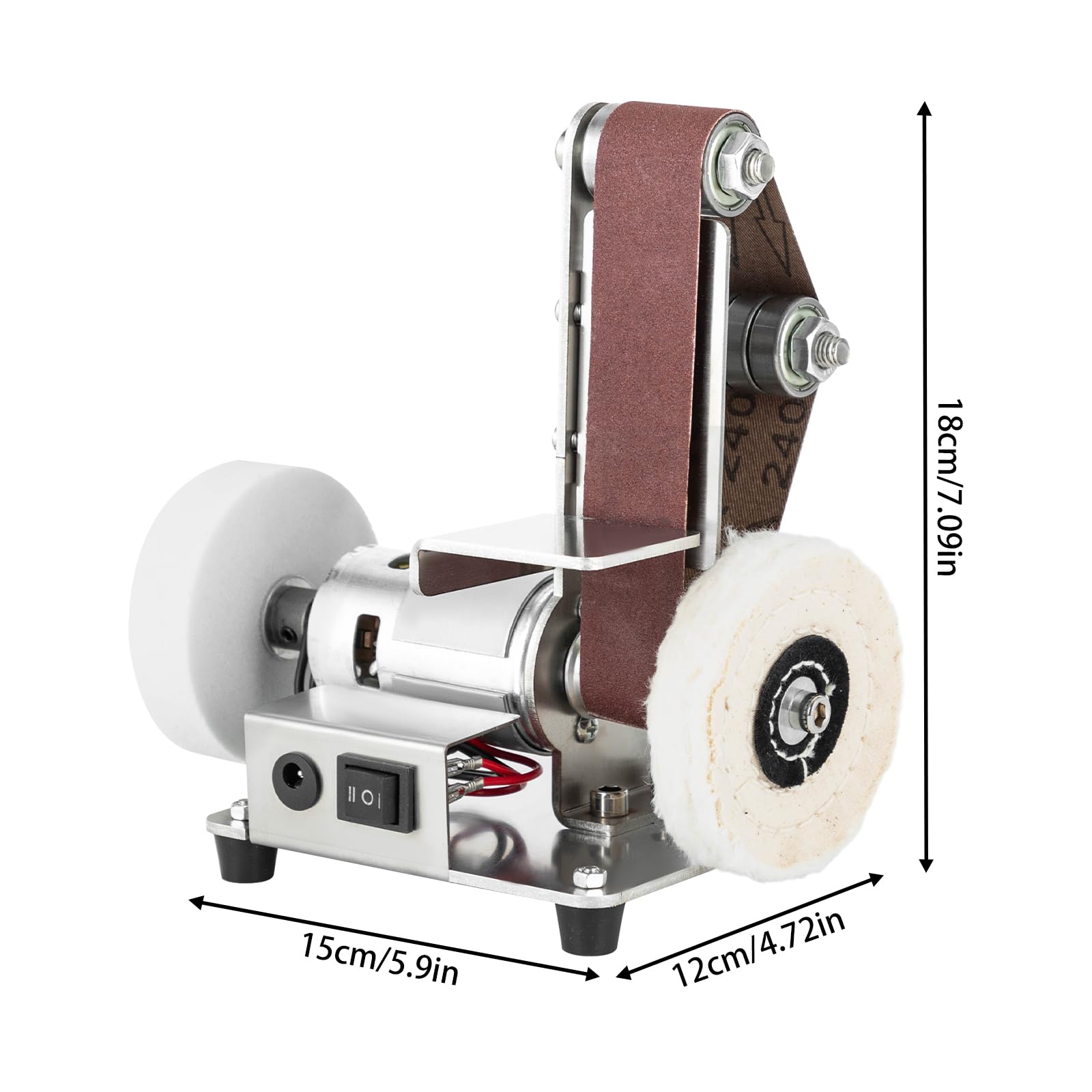 Mini Belt Sander, 7 Adjustable Speed Electric Bench Grinder Sanding Machine, Electric Knife Sharpener Mini Bench Belt Grinder for Metal Working, Knife Making and DIY