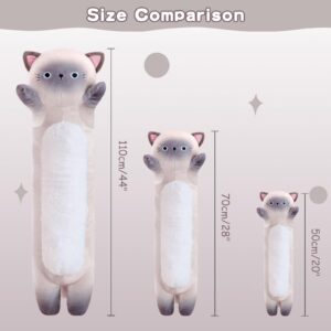 Finebee Long Siamese Cat Plush Body Pillows, Cute Siamese Cat Stuffed Animals Toy, Super Soft Long Siamese Cat Sleeping Hugging Pillow for Boys and Girls(50cm/19.6 inch)