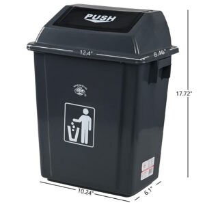 Nicesh 6 Gallon Plastic Swing Lid Garbage Can, Office Trash Can with Swing Top Lid, 4-Pack