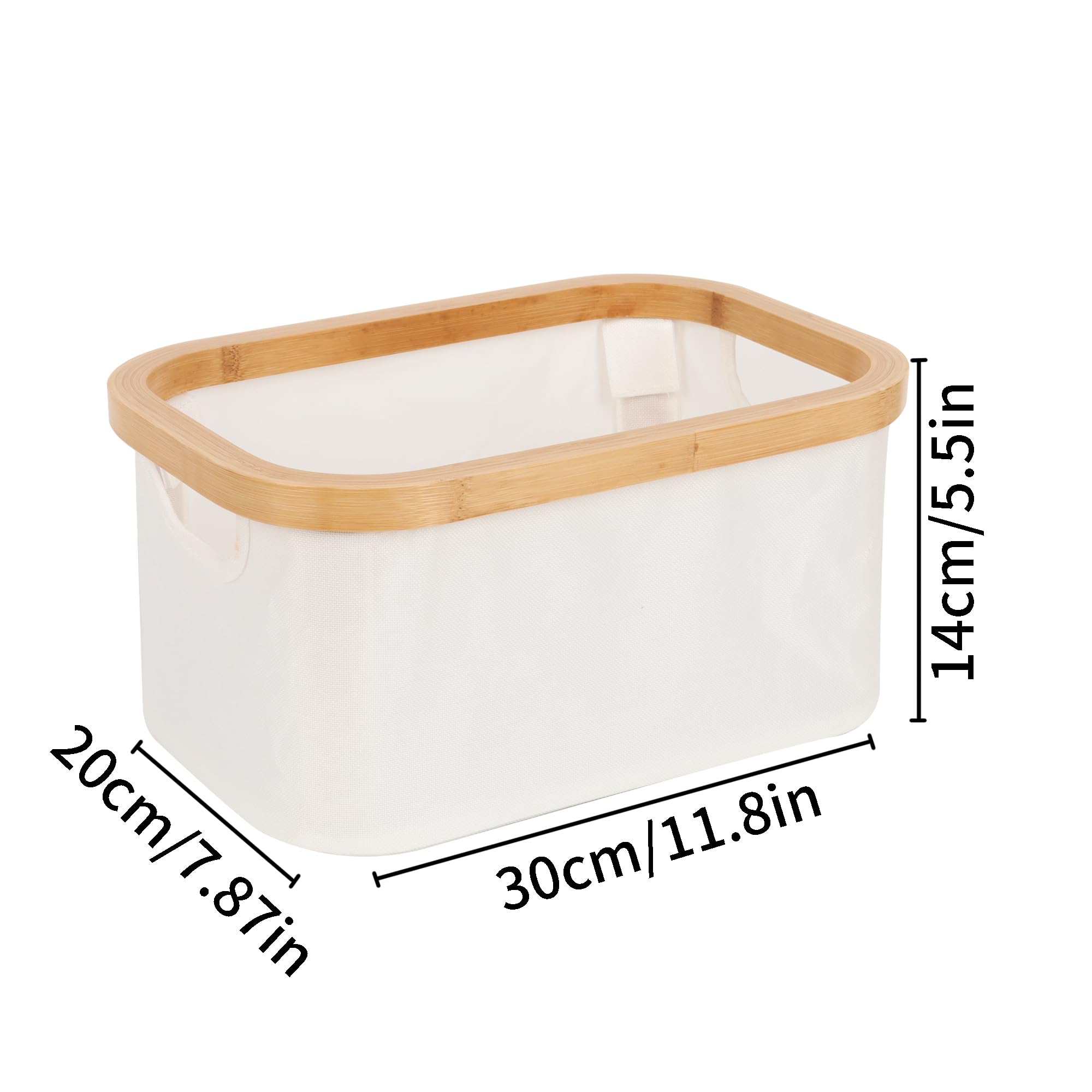 FEILANDUO Shelf Storage Baskets,Collapsible Fabric Storage Bins with Bamboo Handles, Storage for Organizing Toys, Books, Desktop, Closet (Beige, 11.8"x7.87"x5.5")