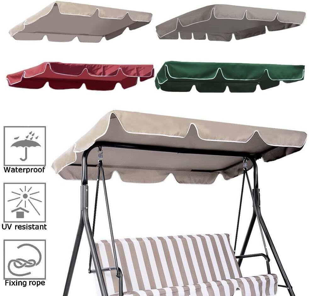 Swing Canopy Replacement, Waterproof Swing Top Cover, Garden Swing Seat Canopy Cover for 52" x 5.9" x 75" Outdoor Garden Patio Yard Park Porch Seat Furniture（Grey）