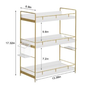 Bathroom Organizer Countertop ,3 Tiers Bathroom Countertop Organizer,Bathroom Counter Organizer With Basket,Gold Vanity Organizer Countertop Table for Skincare Cosmetics, Dressers, Cosmetic Organizerr