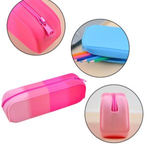 YYaaloa Pink Silicone Pencil Case,Colorful Waterproof Pencil Pouch Aesthetic Pencil Case Small Pencil Bag, Pencil Pouch for Women, Makeup Pouch